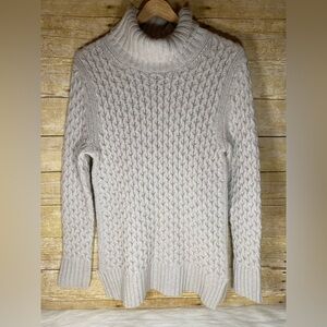 J. Crew Cable Knit Turtleneck Sweater Size S Merino Wool Blend Cozy